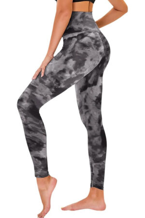 Leggings - Cropped High-rise Print Black Tie-dye