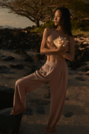 Cropped Suit Pants with Elastic Waistband
