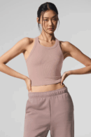 Ribbed Cropped Racerback Tank